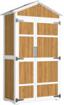 Outsunny Dulap de grădină Adăpost exterior etanș cu acoperiș metalic Uși duble pentru unelte de grădină 105x55x179cm Natural | Aosom Romania (84H-614V00ND)
