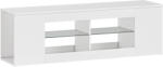 HomCom Suport TV 140 cm, comodă TV, 6 compartimente, 2 rafturi din sticlă, PAL, Alb | Aosom Romania (83B-591V90WT)