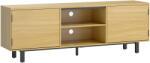 HomCom Comodă TV, mobilier TV până la 165 cm, 2 uși cu deschidere prin apăsare și 2 rafturi, 160x35x55, 5cm, lemn natural | Aosom Romania (83B-664V00ND)