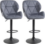 HOMCOM Set de 2 Scaune de Bar cu Înălțime Reglabilă, Bază Metalică și Șezut din Catifea, 51.5x57.5x93-114.5 cm, Gri | Aosom Romania (835-506CG)