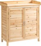 Outsunny Dulap de exterior Outsunny cu 2 rafturi din lemn de brad cu design înălțat și 2 uși, 83x40x92 cm, culoarea lemnului | Aosom Romania (84B-630)
