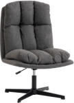 HOMCOM Fotoliu accent rotativ, fotoliu de lectură din material cu aspect de in fără brațe cu șezut lat și picioare metalice, Gri închis | Aosom Romania (83B-711V00CG)