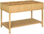 Outsunny Jardiniere pe picioare pătrată Potager cu raft dim. 110L x 46l x 76H cm 8 Compartimente & Insertii de irigare Lemn de Brad | Aosom Romania (845-238V01)
