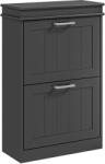 HomCom Dulap pentru Pantofi cu 2 Sertare pentru 10 Perechi de Pantofi, Mobilier cu Raft Reglabil, 54x24x82, 5 cm, Negru | Aosom Romania (837-414V80BK) Pantofar