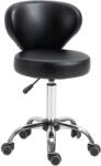 HomCom Taburet Rotativ 360° Reglabil, Taburet Cosmetic cu Spătar, din Oțel și Piele Ecologică, Negru | Aosom Romania (503-012)
