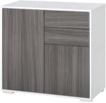 HOMCOM Comodă Multifuncțională cu 2 Sertare și 2 Dulapuri, 79x36x74 cm, Gri | Aosom Romania (838-075GY) Comoda