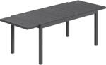 Outsunny Masă de Grădină Extensibilă Blat Aluminiu Efect Lemn Picioare Reglabile 8-10 Persoane 214x85x75cm Gri Antracit | Aosom Romania (84K-095V00CG)