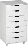 Vinsetto Caisson de bureau cu roți mobilier depozitare birou cu 7 sertare organizator pentru documente, format A4 sau scrisori | Aosom Romania (924-045WT) Comoda