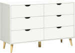 HOMCOM Comodă cu 6 Sertare și Mânere, Comodă din Lemn de Pin și Melamină, 120x40x76 cm, Alb (831-595V01WT) Comoda