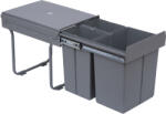 HomCom Cos Gunoi Ecologic 40L - 3 Compartimente Separate, Gri | Aosom Romania (851-002) Cos de gunoi
