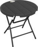 Outsunny Masă de Grădină, rotundă, pliabilă, pentru 4 persoane, efect lemn, oțel+plastic, gri închis, 80 x 80 x 73 cm | Aosom Romania (84G-008V00CG)