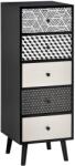 HOMCOM Mobila Comoda cu 5 sertare Fantezie Geometrica, Mobilier modern pentru camera și hol, dimensiune 39.5x39.5x110 cm culoare Negru Gri (831-363) Comoda