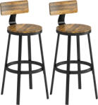 HOMCOM Set 2 Scaune de Bar, Șezuturi Rustice cu Spătar și Suport pentru Picioare, Maro Rustic | Aosom Romania (83A-473V00RB)