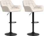 HOMCOM Set 2 scaune de bar Design retro reglabile pe înălțime piele ecologică aspect de in Cremă + Negru | Aosom Romania (835-760V01CW)