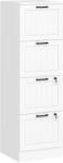 HOMCOM Dulap de birou, mobilier de depozitare din MDF 4 sertare și încuietoare, șine suspendate reglabile, 40 x 40 x 131 cm, alb | Aosom Romania (924-104V82WT) Comoda