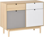 HOMCOM Mobilier Multifunctional Stil Nordic, Dulapior Doua Usi cu Sertare pentru Bucatarie si Hol, 100x40x79.5cm, Multicolor (838-088) Comoda