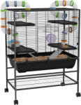 PawHut Cușcă pentru hamsteri cu tuburi, roată de alergare, casă, recipient pentru apă, 109 x 82 x 46 cm, Negru | Aosom Romania (D51-424V00BK)