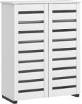 HomCom Dulap de Pantofi Modern cu 5 Niveluri cu Uși cu Jaluzele din Lemn Alb | Aosom Romania (837-260V80WT) Pantofar