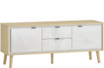 HomCom Dulap TV, pentru televizoare până la 140 cm, 2 uși lucioase, 2 sertare silențioase, 120 x 35 x 50 cm, alb | Aosom Romania (83B-495V00WT)