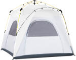 Outsunny Cort de camping, cort pop up în formă de dom pentru 4 persoane, cu 4 uși 4 ferestre geantă de transport inclusă pentru camping trekking alb gri | Aosom Romania (A20-054LG) Cort