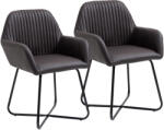 HOMCOM Set 2 Scaune Moderne pentru Sufragerie, Tapițate cu Piele Ecologică, 60x56, 5x85 cm, Maro | Aosom Romania (839-128BN)