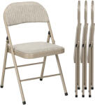 HOMCOM Set de 4 Scaune Pliabile, Scaune Moderne cu Perne din Poliester pentru Acasă și Birou, 45x46x78 cm, Bej | Aosom Romania (835-005V02BG)