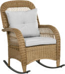 Outsunny fotoliu-balansoar în stil boho, PE-rattan, fotoliu-balansoar din rattan, huse perne lavabile, Natural + Gri deschis | Aosom Romania (867-113V00YL) Balansoar
