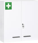 Kleankin Dulap pentru Medicamente cu 6 Rafturi cu Încuietoare și 2 Chei de Siguranță, Dulap din Oțel, 55x18x60 cm, Alb (834-524V00WT)