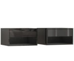 HOMCOM Set de 2 Noptiere suspendate Noptiere cu sertar pentru dormitor 37x32x21 cm Negru lucios | Aosom Romania (831-630V82BK)
