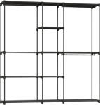 HOMCOM Dulap Garderobă din Material Textil cu 8 Rafturi și 3 Bare pentru Agățat, 182x43x185 cm, Negru | Aosom Romania (850-362V00BK) Garderoba
