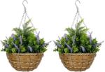 Outsunny Set 2 Plante Artificiale de Lavandă cu Ghiveci și Cârlig, Ø25x34 cm, Verde și Violet | Aosom Romania (844-360V00VT)