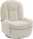HOMCOM Fotoliu recliner, fotoliu rotativ cu funcție de balans și șezlong, șezut adânc, pernuță spate groasă, montaj ușor, crem | Aosom Romania (839-989V01CW)