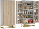 HOMCOM Dulap de bucătărie mobilier pentru depozitare cu 12 rafturi cu uși, rafturi ajustabile, 58x29x119, 5cm, alb | Aosom Romania (83A-302V00WT)