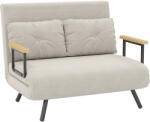HOMCOM Canapea Pat de 2 Locuri cu Spătar Reglabil pe 5 Nivele și 2 Perne din Material Capitonat, 102x73x81 cm, Negru | Aosom Romania (839-835V00BG) Canapea