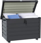 Outsunny Ladă de Grădină de 295L cu Încuietoare, 2 Mânere și 4 Rotile, Mobilier Depozitare din Oțel, 100x62x65 cm, Gri | Aosom Romania (84G-187V00CG)