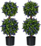 HOMCOM Set de 2 plante artificiale, plantă artificială rezistentă la UV în ghiveci, 70 cm plantă de interior pentru camera de zi, grădină | Aosom Romania (830-797V00GN)