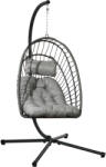 Outsunny Scaun Balansoar pentru Exterior cu Pernă Căptușită, Scaun Suspendat cu Coș Pliabil și Suport Metalic, 100x131x194 cm, Gri | Aosom Romania (867-157V00CG) Balansoar