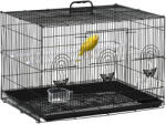 PawHut Colivie pentru Păsări cu 2 Stinghii, 3 Intrări, Tavă și 2 Recipiente pentru Hrană, 60x41x41 cm, Negru | Aosom Romania (D51-025BK)