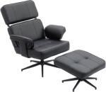 HOMCOM Fotoliu recliner reglabil cu otoman, tapițerie din piele ecologică, tetieră reglabilă pe înălțime, bază metalică, Negru | Aosom Romania (83B-602V00BK)
