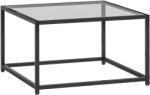 HomCom Măsuță pătrată noptieră cu blat din sticlă securizată, masă de cafea cu picioare din oțel 68 x 68 x 39 cm Negru | Aosom Romania (83B-326V00BK) Masa de cafea