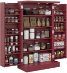 HOMCOM Dulap mobilier de bucătărie despensier 2 uși cu 5 rafturi și 12 recipiente pentru mirodenii - 60 x 30 x 104 cm - roșu | Aosom Romania (83A-096V80RD)