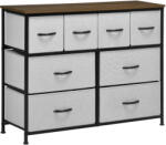 HOMCOM Comodă 8 sertare mobilier de depozitare sertar din material textil pliabil, structură din oțel negru, 100 x 30 x 78 cm | Aosom Romania (850-265V00GY) Comoda