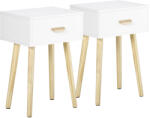HOMCOM Set de 2 Noptiere pentru Dormitor cu Sertar, Pereche de Noptiere Moderne din Lemn, Măsuțe pentru Canapea, Living, Cameră de Zi și Dormitor, 40.5x30.5x60 cm, Culoare Stejar și Alb | Aosom Romania (831-