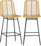 HOMCOM Lot de 2 taburete de bar design boem Înălțime 66 cm cu suport pentru picioare din metal și răchită PE, natural | Aosom Romania (835-856V00YL)
