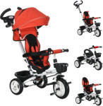 HomCom Tricicletă pentru copii 6-in-1 cu Mâner de Împingere, Terasă, Centură, Coș, 18+ Luni, Roșu | Aosom Romania (370-061V00RD)