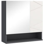 Kleankin Dulap de Baie cu Oglinda, Dulap de Depozitare pentru Baie Montat pe Perete cu Rafturi Reglabil, Gri Deschis 55x17x55cm Kleankin | Aosom Romania (834-618V80LG)