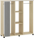 HOMCOM Dulap cu umeraș Mobil pentru depozitare 6 roți 120L x 40l x 128H cm lemn natural | Aosom Romania (831-190V03ND) Comoda