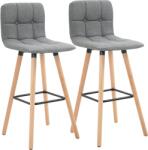 HOMCOM Set 2 Taburete de Bar, Spătar, Tesătură Efect de In și Lemn, 41.5x47x97.5 cm, Gri, Confortabil și Stilat | Aosom Romania (835-530)