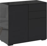 HOMCOM Mobilier multiuz cu 2 sertare si 2 dulapuri, deschidere cu presiune, 79x36x74cm | Aosom Romania (838-075BK) Comoda