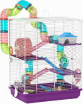 PawHut Cușcă pentru Hamsteri pe 5 Niveluri, cu Tuburi, Roată, Scări, Căsuță și Biberon, 46 x 30 x 58 cm, Mov | Aosom Romania (D51-214V00VT)